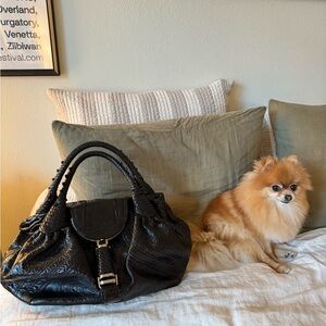 Vintage Black Patent Leather Fendi Spy Bag